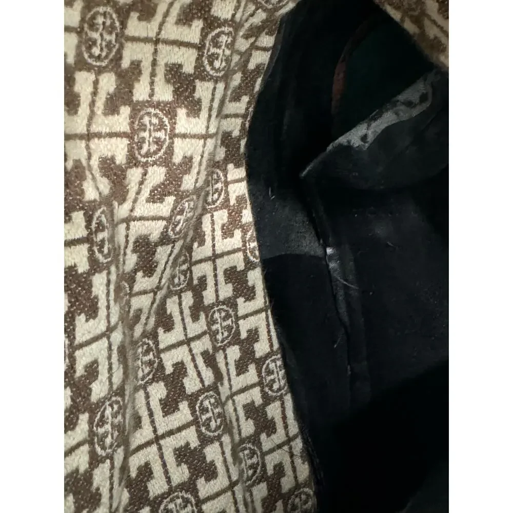 Tory Burch Kiernan Leather Knee High Black Riding Boots Gold Tory Logo